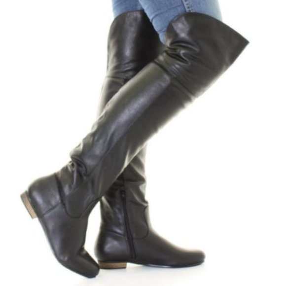 Vero Cuoio Shoes - Black Leather Vero Cuoio Over The Knee OTK Boots